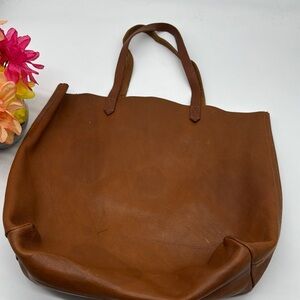 Madewell Brown Elegant Brown Leather Tote Bag BRN7464A